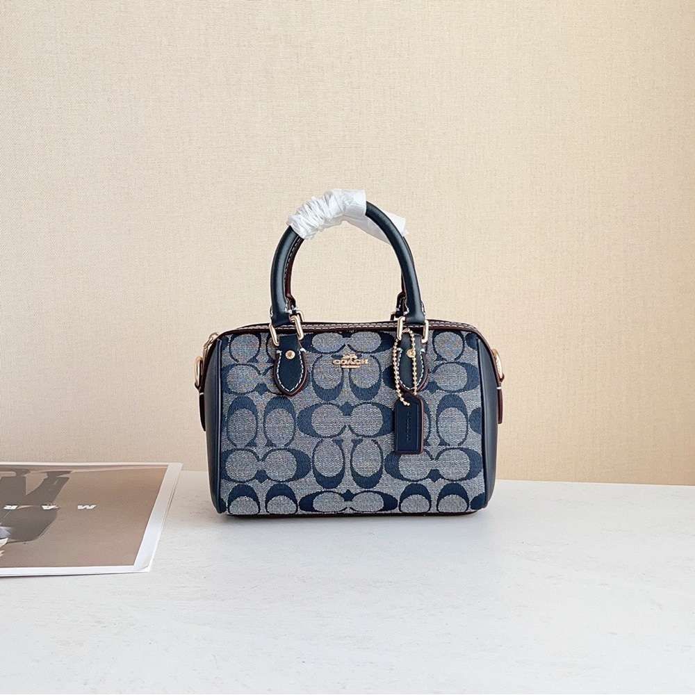Coach Small Signature Satchel in Navy Denim